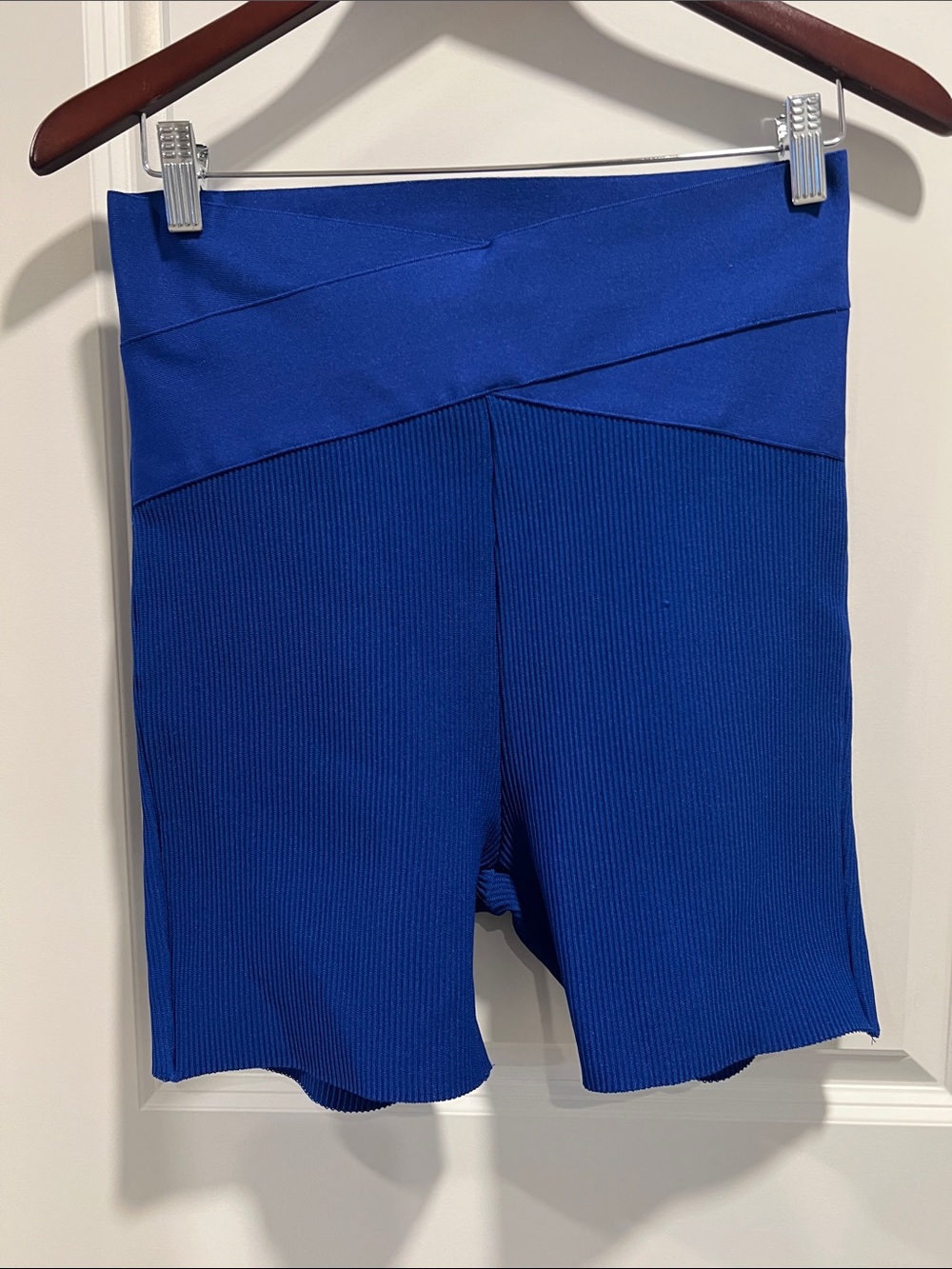 Women's High-Waist Ribbed Bike Shorts - Blue Size S NWOT